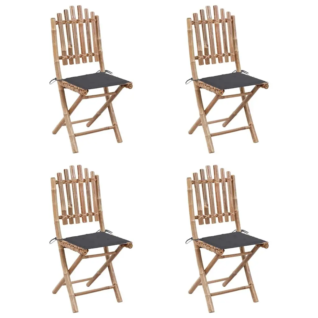 Outdoor Dining Set 5 Piece Folding Garden Furniture with Cushions Bamboo