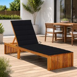 Sun Lounger with Cushion Adjustable Backrest Garden Patio Outdoor Lounging Chair