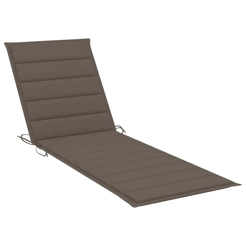 Sun Lounger Adjustable Backrest Solid Acacia Wood with Cushion Taupe Outdoor Garden Patio Furniture