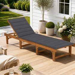 Sun Lounger Folding Wooden Outdoor Lounge Chair Garden Seating Adjustable
