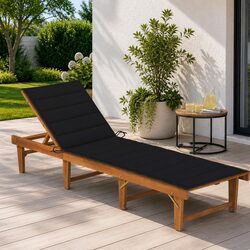Folding Sun Lounger with Cushion Solid Acacia Wood Outdoor Seating Black