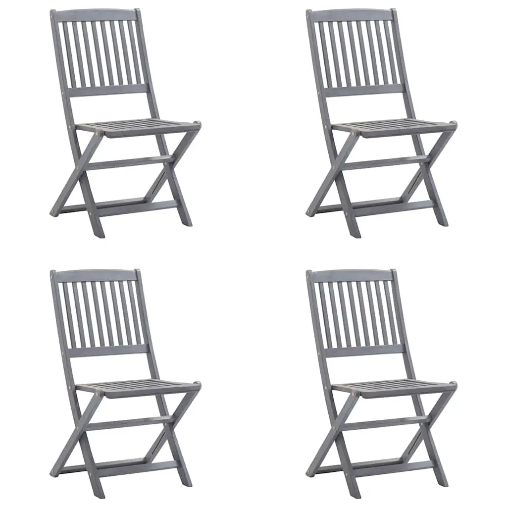 Outdoor Folding Chairs Set 4 pcs Grey with Cushions Garden Patio Dining Seating