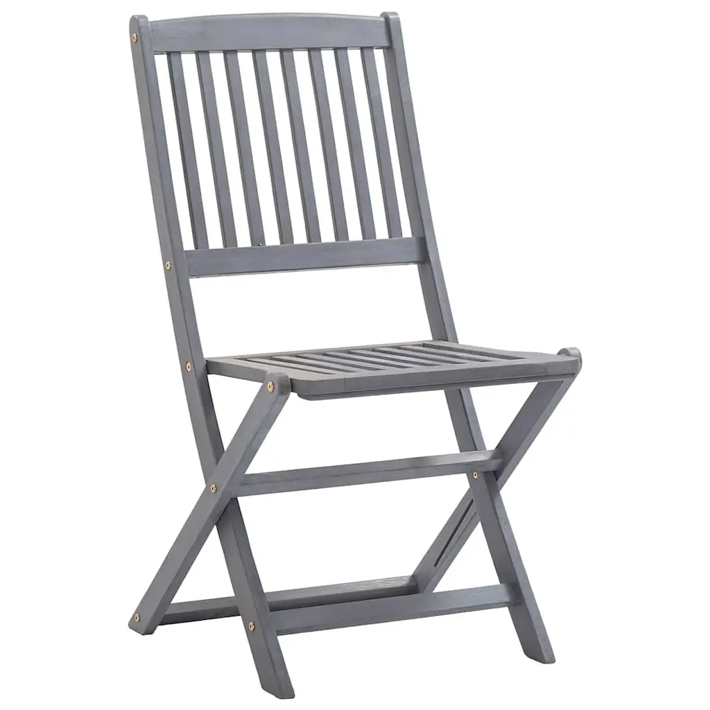 Outdoor Folding Chairs Set 4 pcs Grey with Cushions Garden Patio Dining Seating