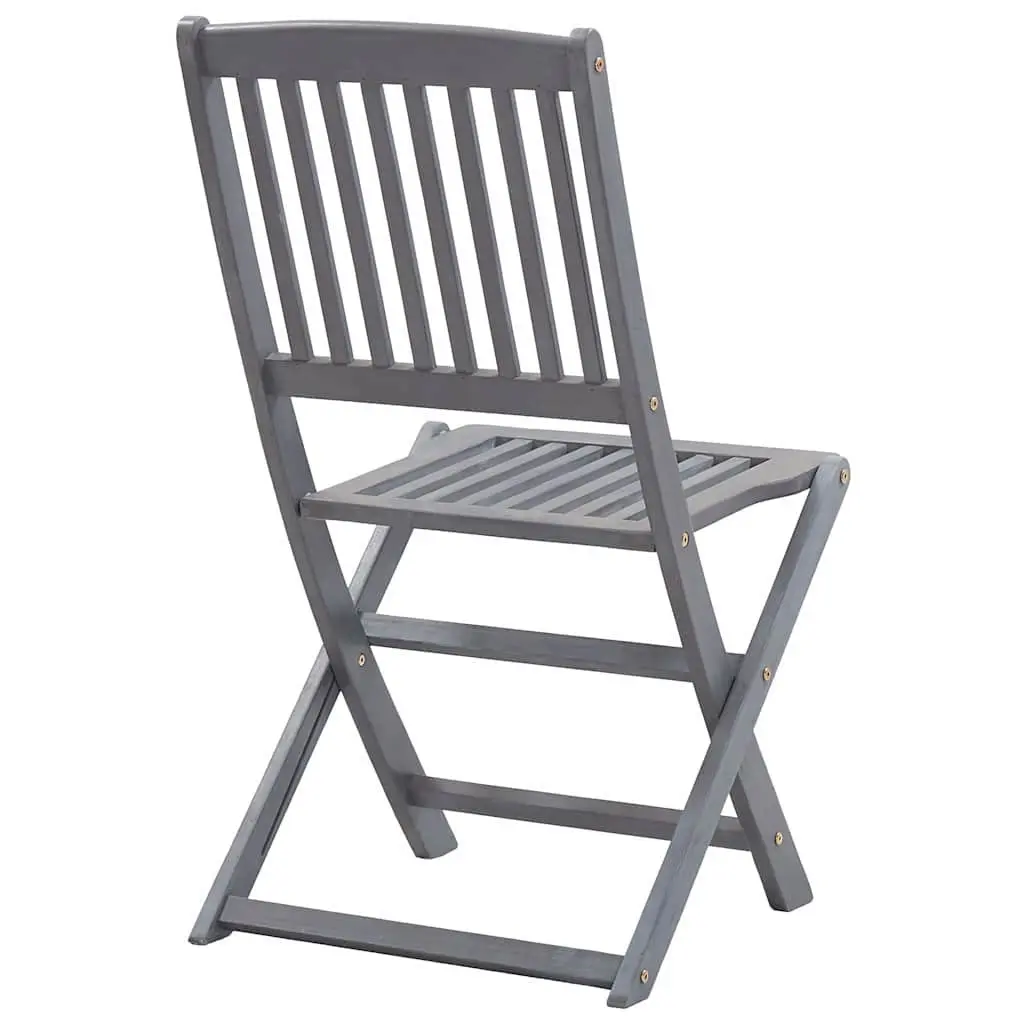 Outdoor Folding Chairs Set 4 pcs Grey with Cushions Garden Patio Dining Seating