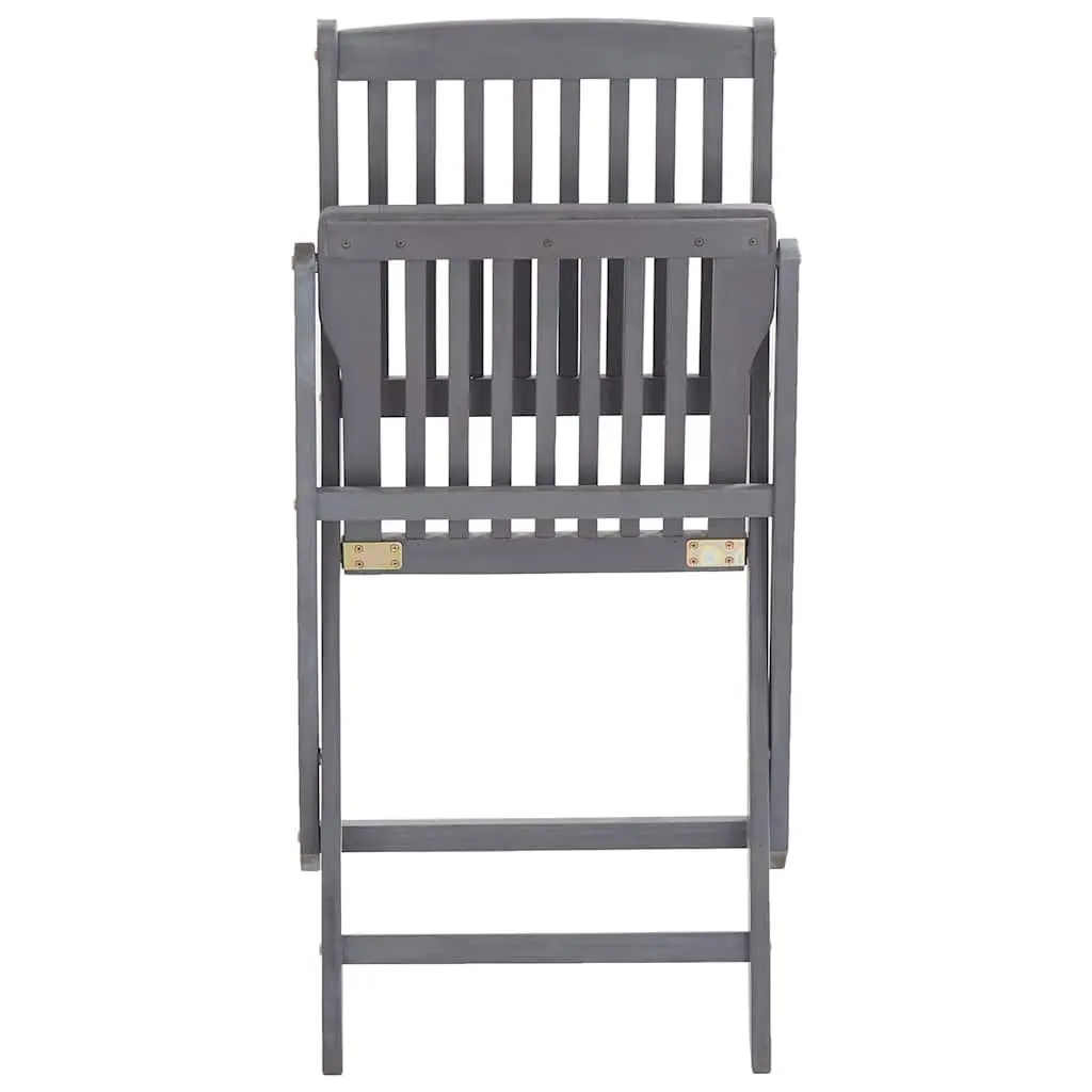Outdoor Folding Chairs Set 4 pcs Grey with Cushions Garden Patio Dining Seating