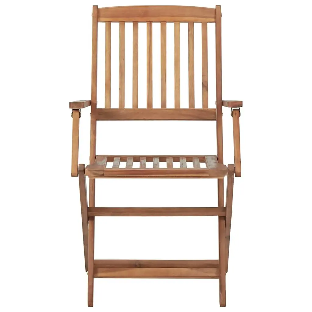 Outdoor Folding Garden Chairs Set of 4 with Cushions Solid Wood Acacia Beige