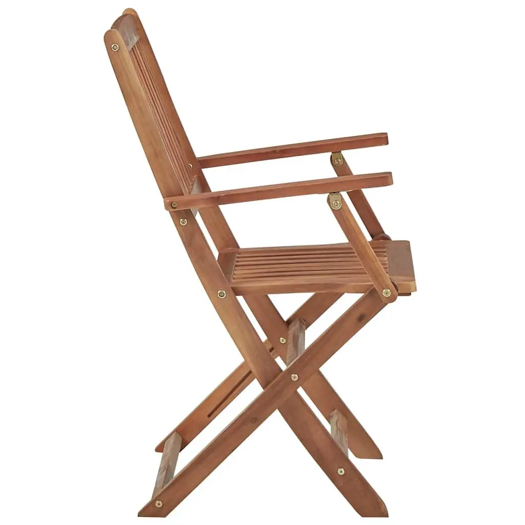 Outdoor Folding Garden Chairs Set of 4 with Cushions Solid Wood Acacia Beige