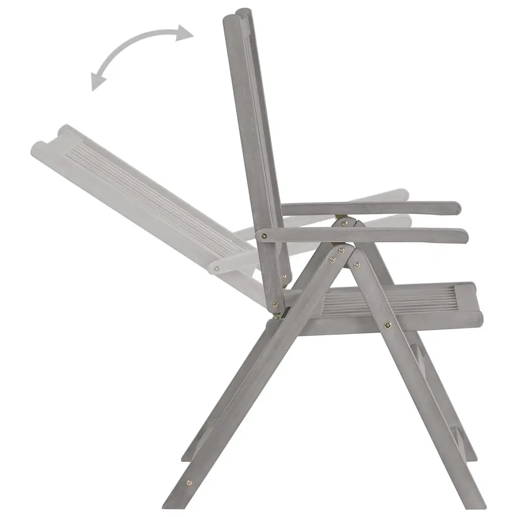 Outdoor Reclining Chairs Set 2 pcs 5 Position Adjustable Backrest Solid Acacia Wood Grey Wash