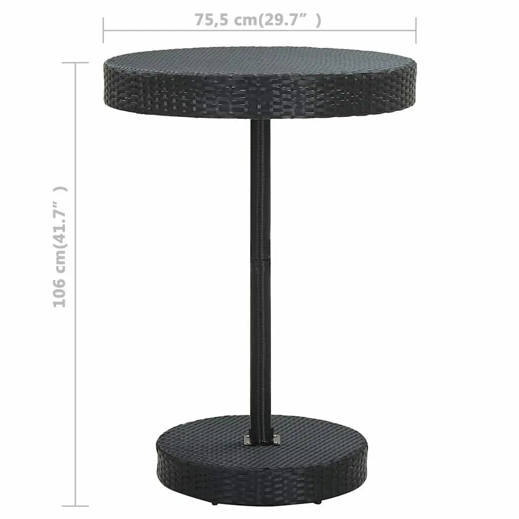5 Piece Garden Bar Set with Cushions Round Table and Stools Powder-Coated Steel Frame PE Rattan Black