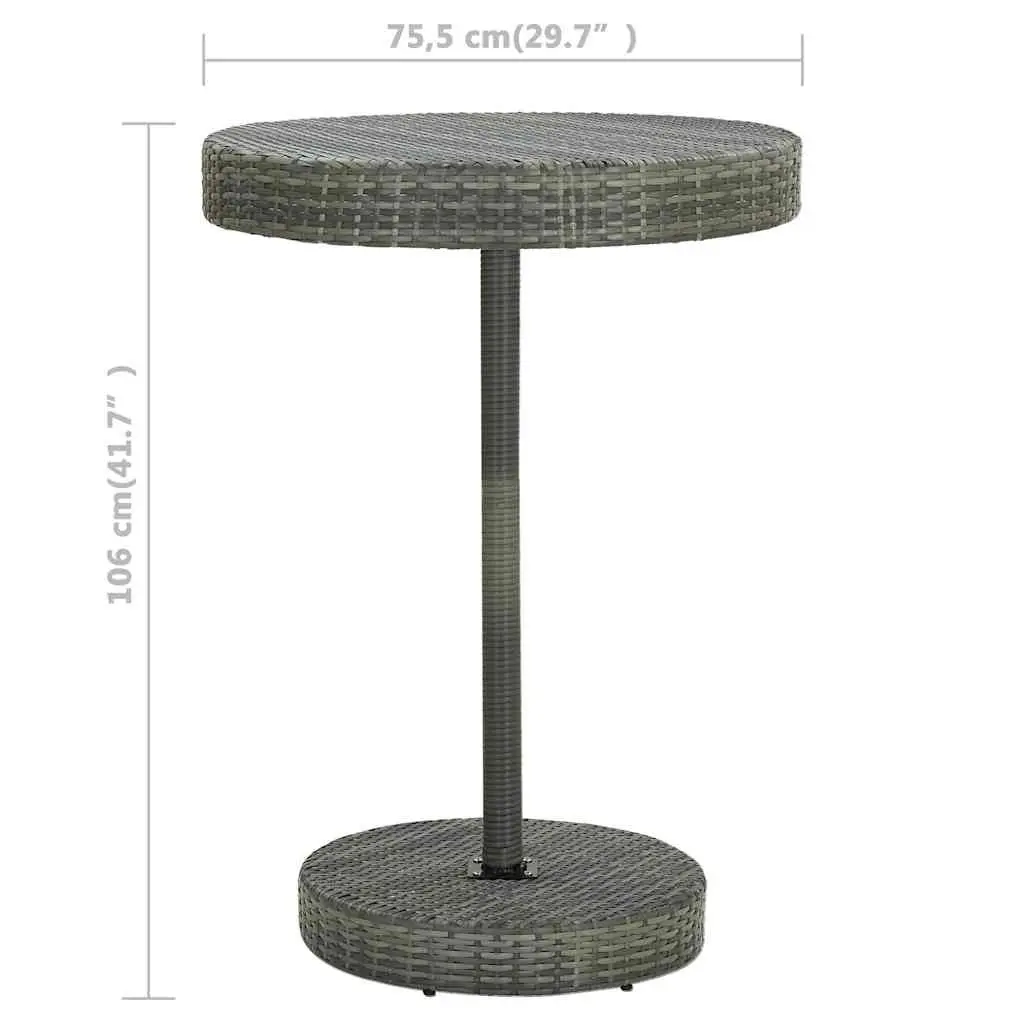 5 Piece Garden Bar Set with Cushions Round Table Stools Powder-coated Steel PE Rattan Grey