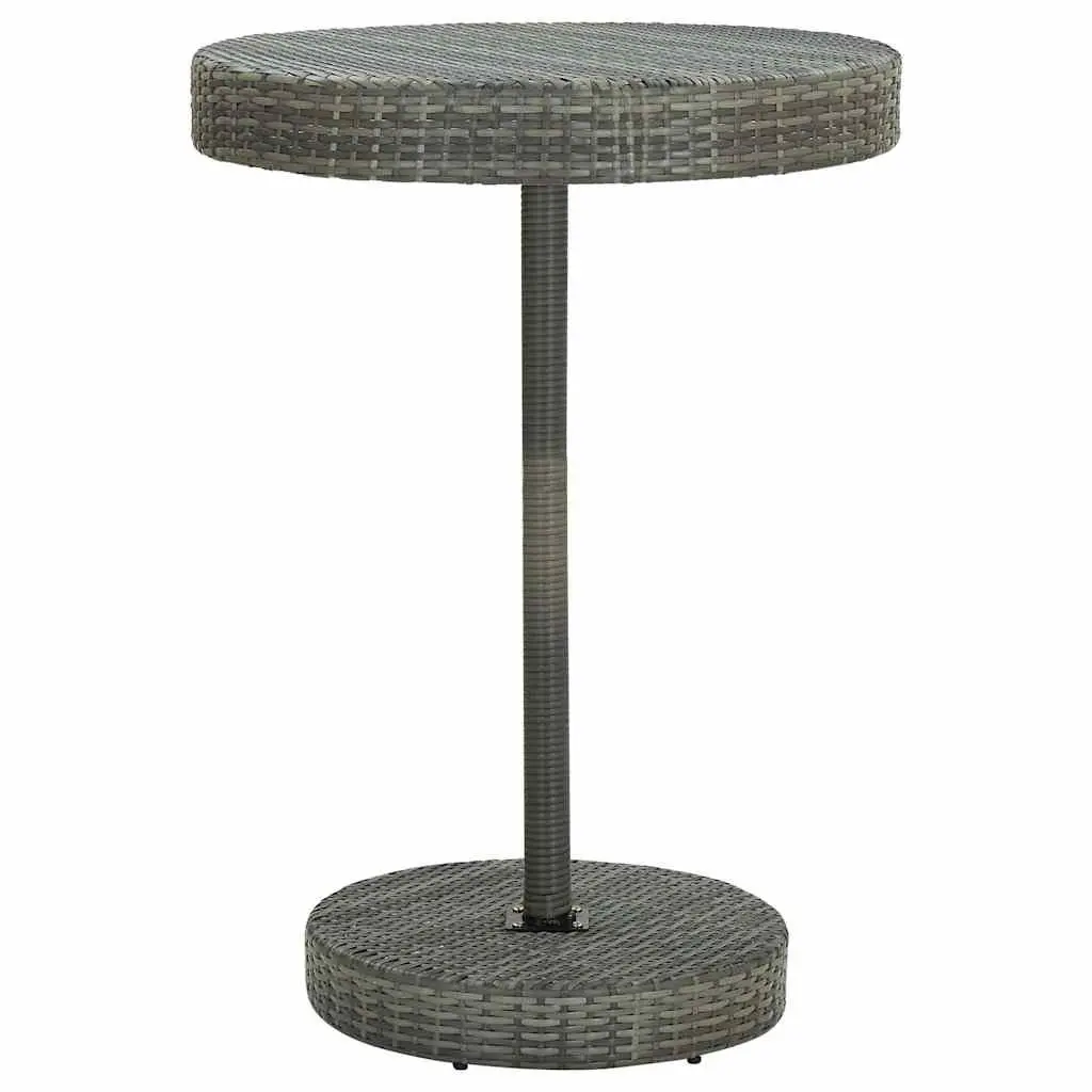 5 Piece Garden Bar Set with Cushions Round Table Stools Powder-coated Steel PE Rattan Grey