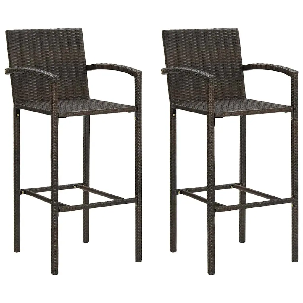 3 Piece Garden Bar Set Outdoor Bar Table and Stools Poly Rattan Brown