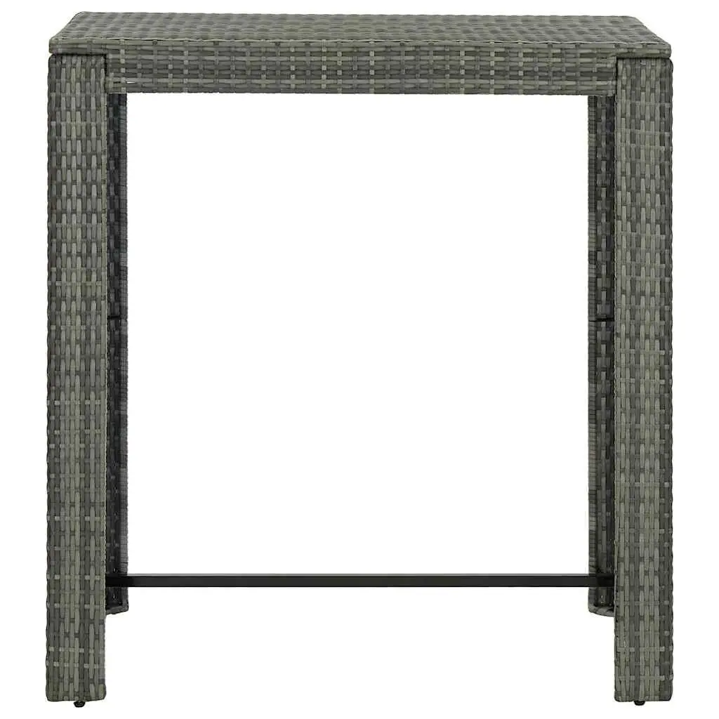 Garden Bar Set 7 Piece Poly Rattan Outdoor Bar Table Stools Cushions Grey