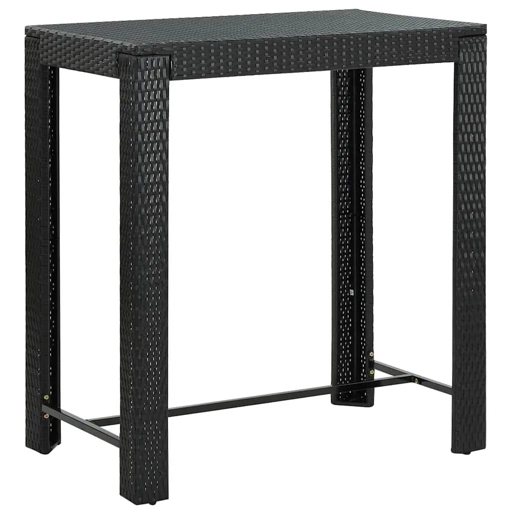 7 Piece Outdoor Bar Set with Cushions Poly Rattan Garden Bar Table Stools Black