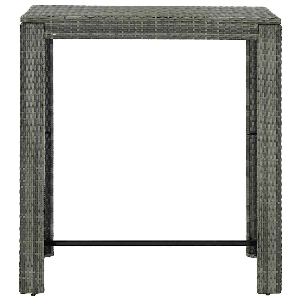 5 Piece Outdoor Bar Set Poly Rattan Armrest Grey Garden Table Stools