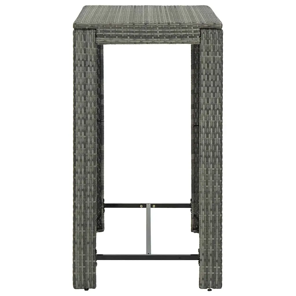 5 Piece Outdoor Bar Set Poly Rattan Armrest Grey Garden Table Stools