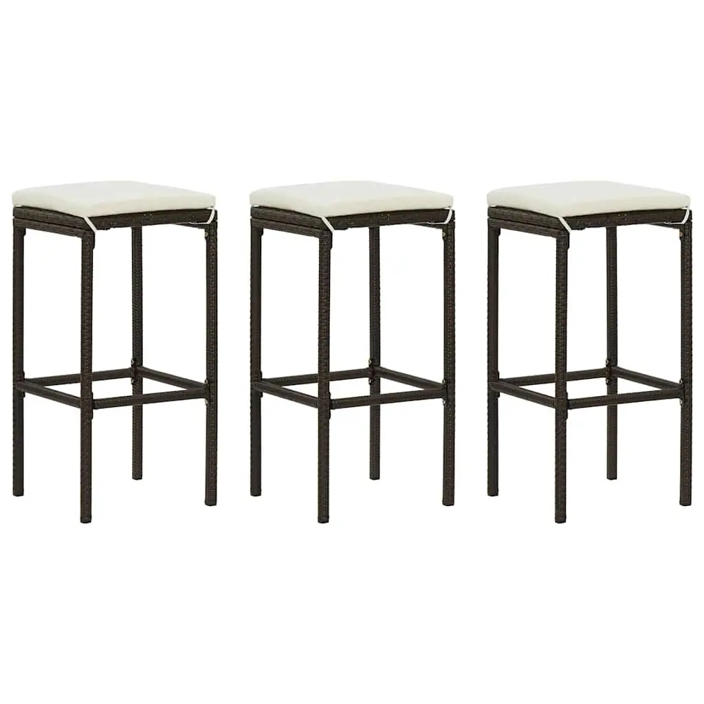 Garden Bar Set 4 Piece Outdoor Patio Furniture with Cushions Brown Rattan