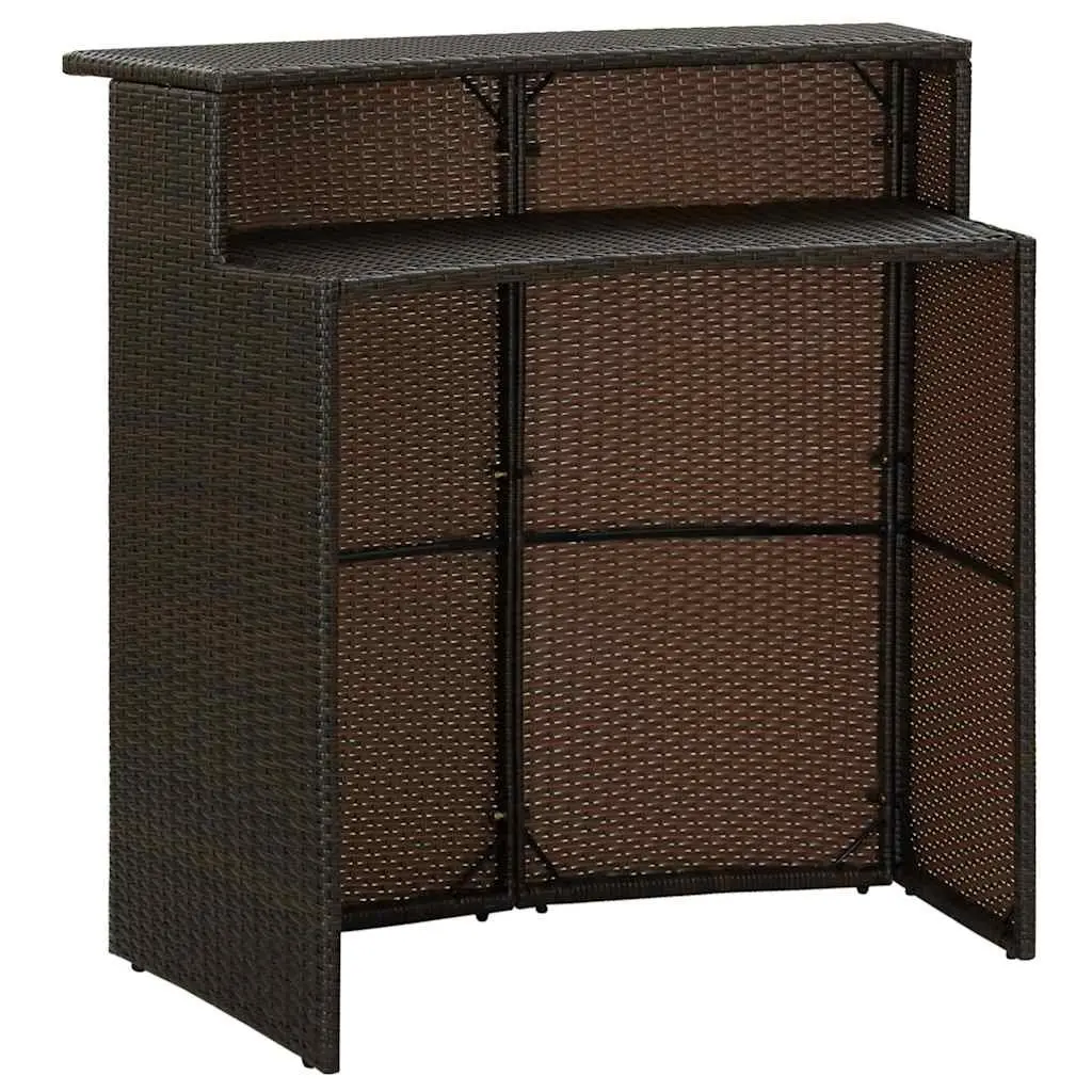 Garden Bar Set 4 Piece Outdoor Patio Furniture with Cushions Brown Rattan
