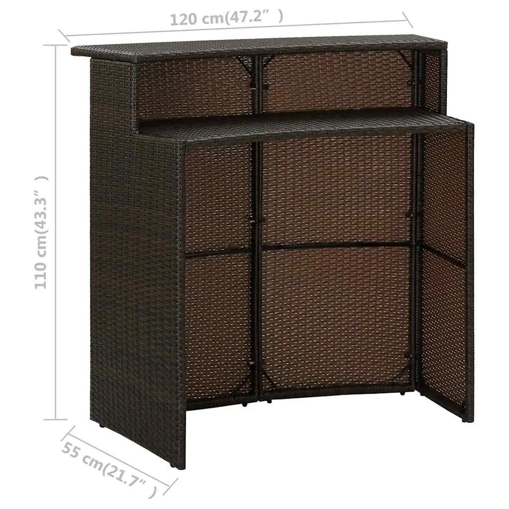 Garden Bar Set 4 Piece Outdoor Patio Furniture with Cushions Brown Rattan