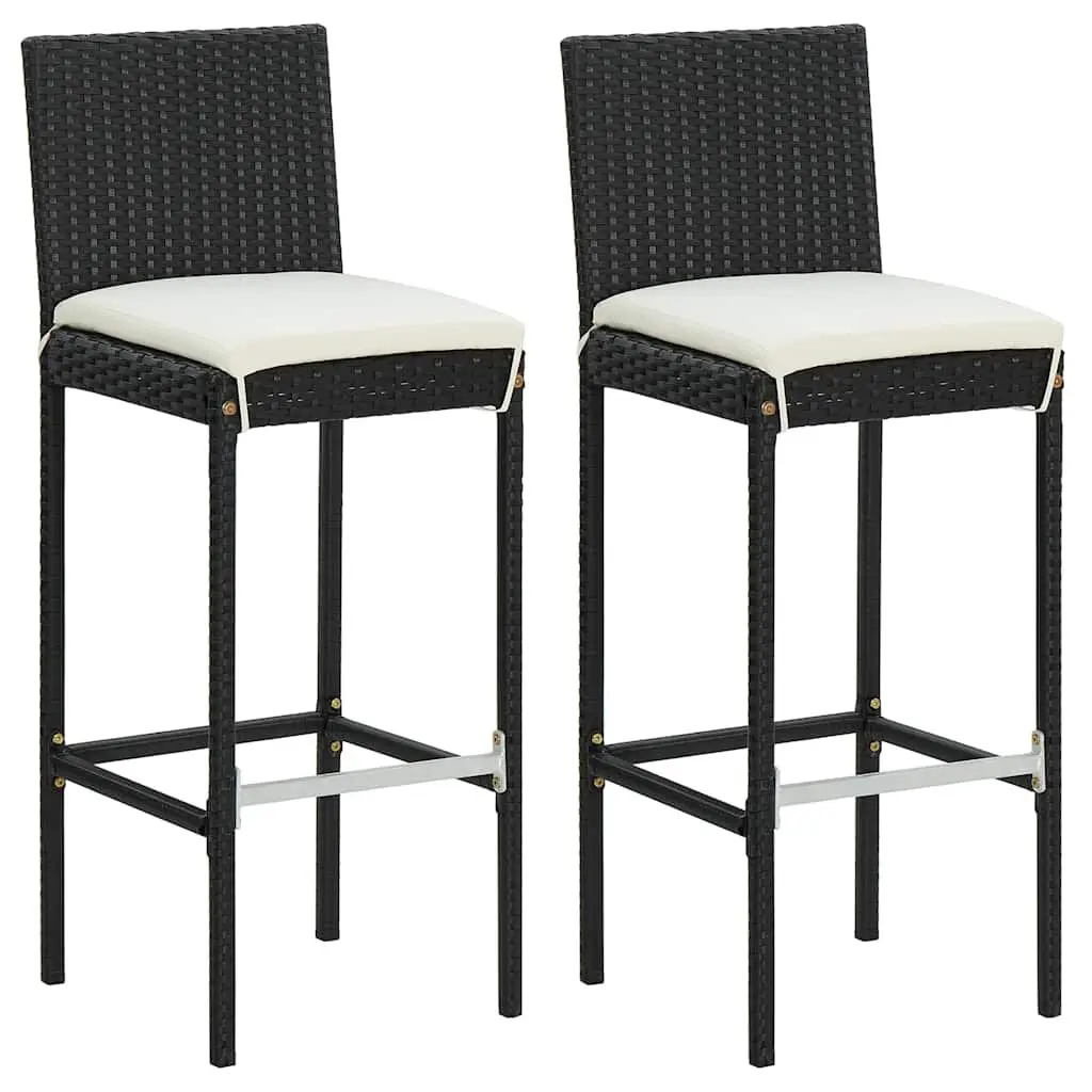 Garden Bar Set 3 Piece Outdoor Furniture with Cushions Black Patio Seating