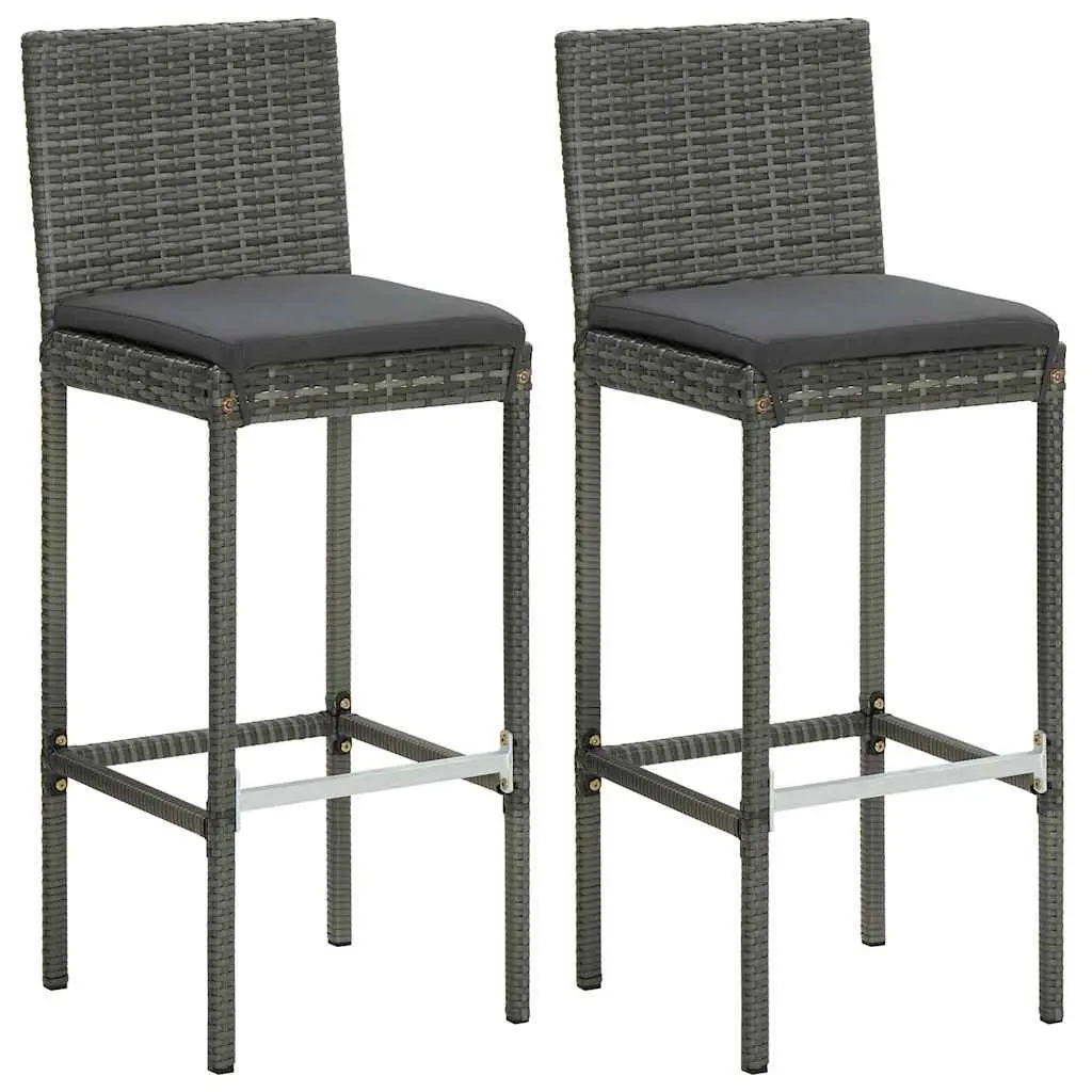 3 Piece Garden Bar Set Weather-resistant PE Rattan Grey with Cushions