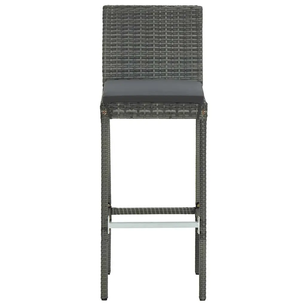 3 Piece Garden Bar Set Weather-resistant PE Rattan Grey with Cushions