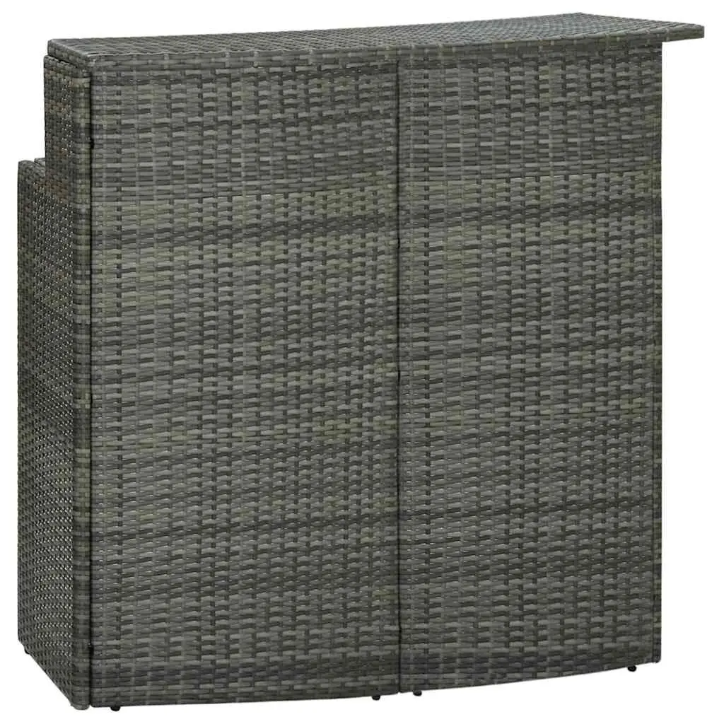 3 Piece Garden Bar Set Weather-resistant PE Rattan Grey with Cushions