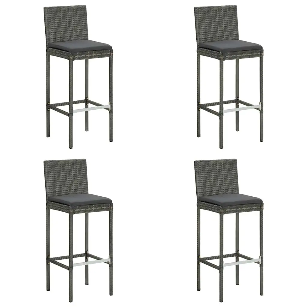 5 Piece Outdoor Garden Bar Set Grey Weather-resistant PE Rattan with Cushions