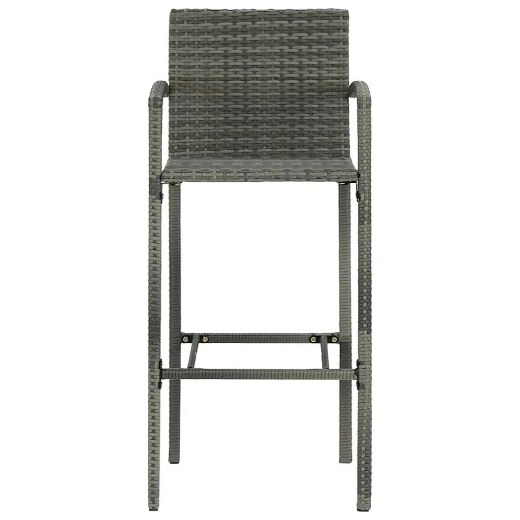 3 Piece Garden Bar Set Grey Outdoor Patio Furniture Rattan Stool Table