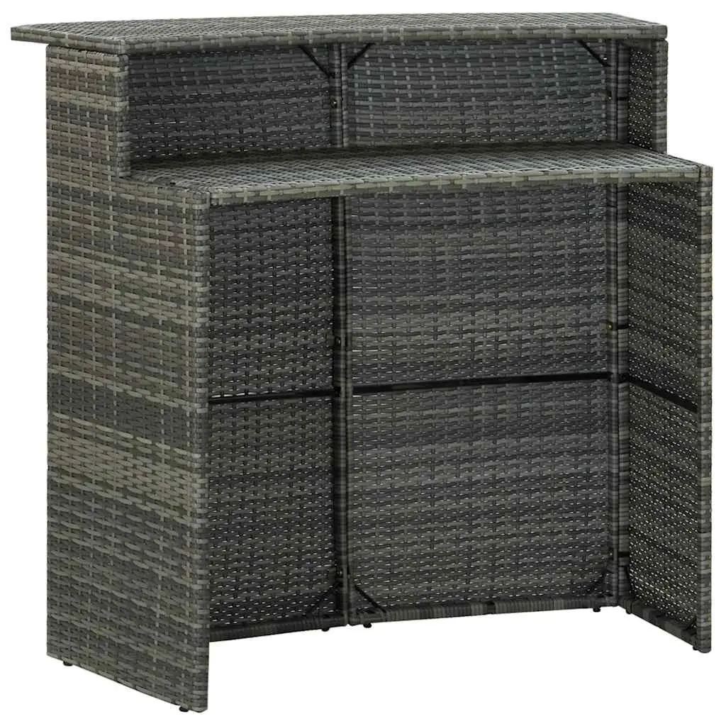 3 Piece Garden Bar Set Grey Outdoor Patio Furniture Rattan Stool Table