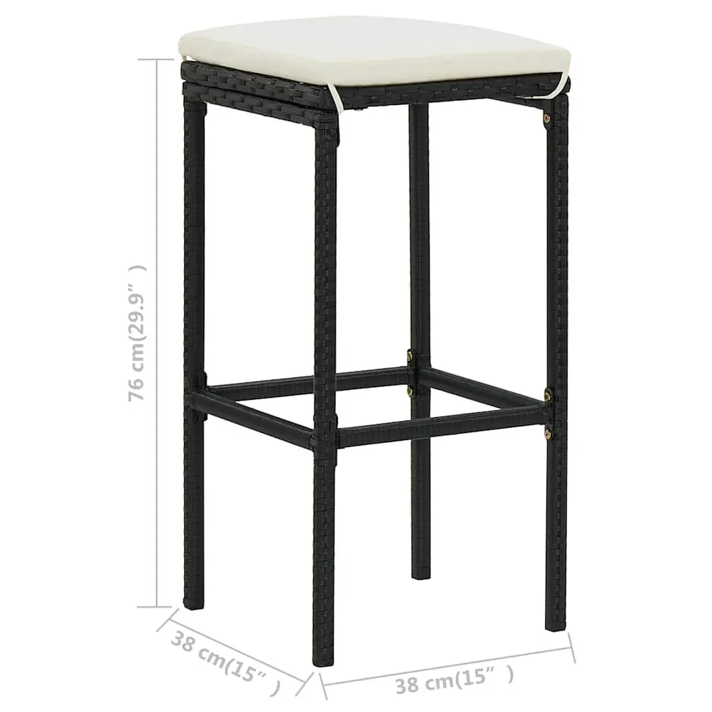 Garden Bar Set 4 Piece Outdoor Furniture Weather-resistant Poly Rattan Patio Dining with Cushions Black
