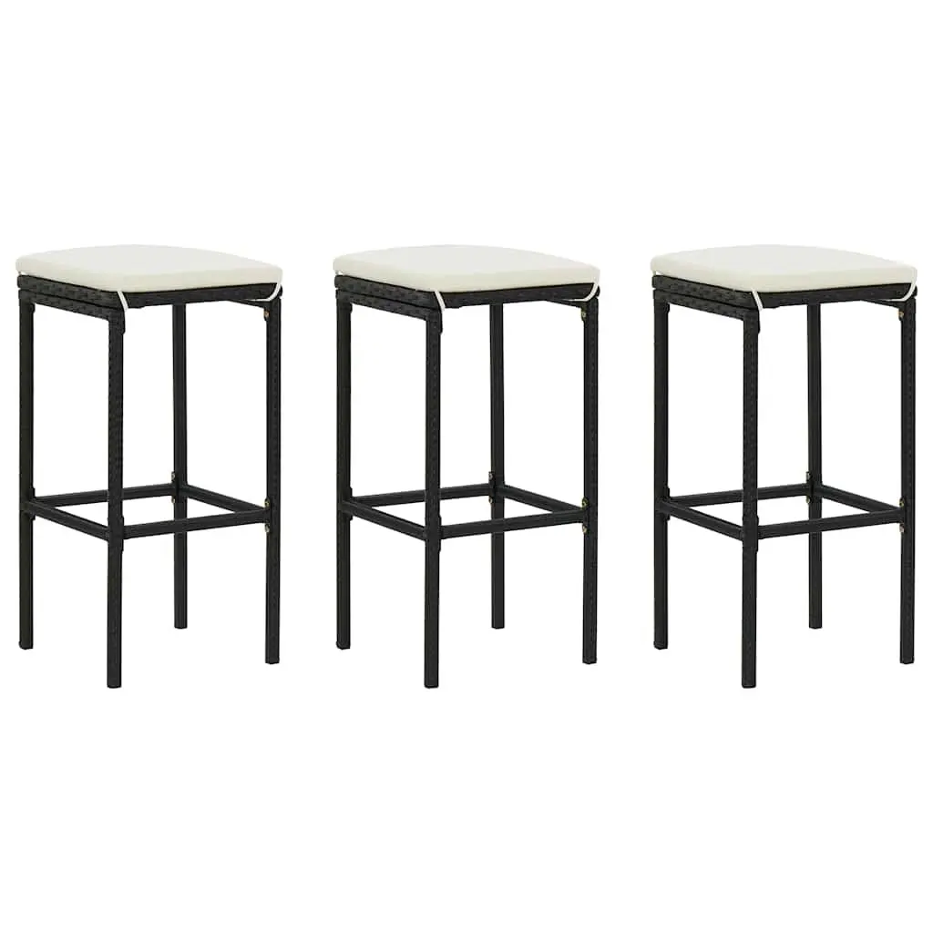 Garden Bar Set 4 Piece Outdoor Furniture Weather-resistant Poly Rattan Patio Dining with Cushions Black