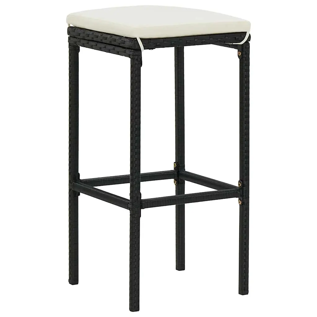 Garden Bar Set 4 Piece Outdoor Furniture Weather-resistant Poly Rattan Patio Dining with Cushions Black