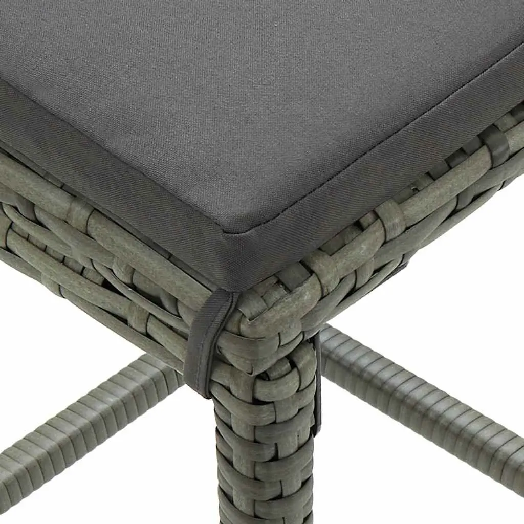 Garden Bar Set 4 Piece Grey Poly Rattan Patio Furniture with Seat Cushions