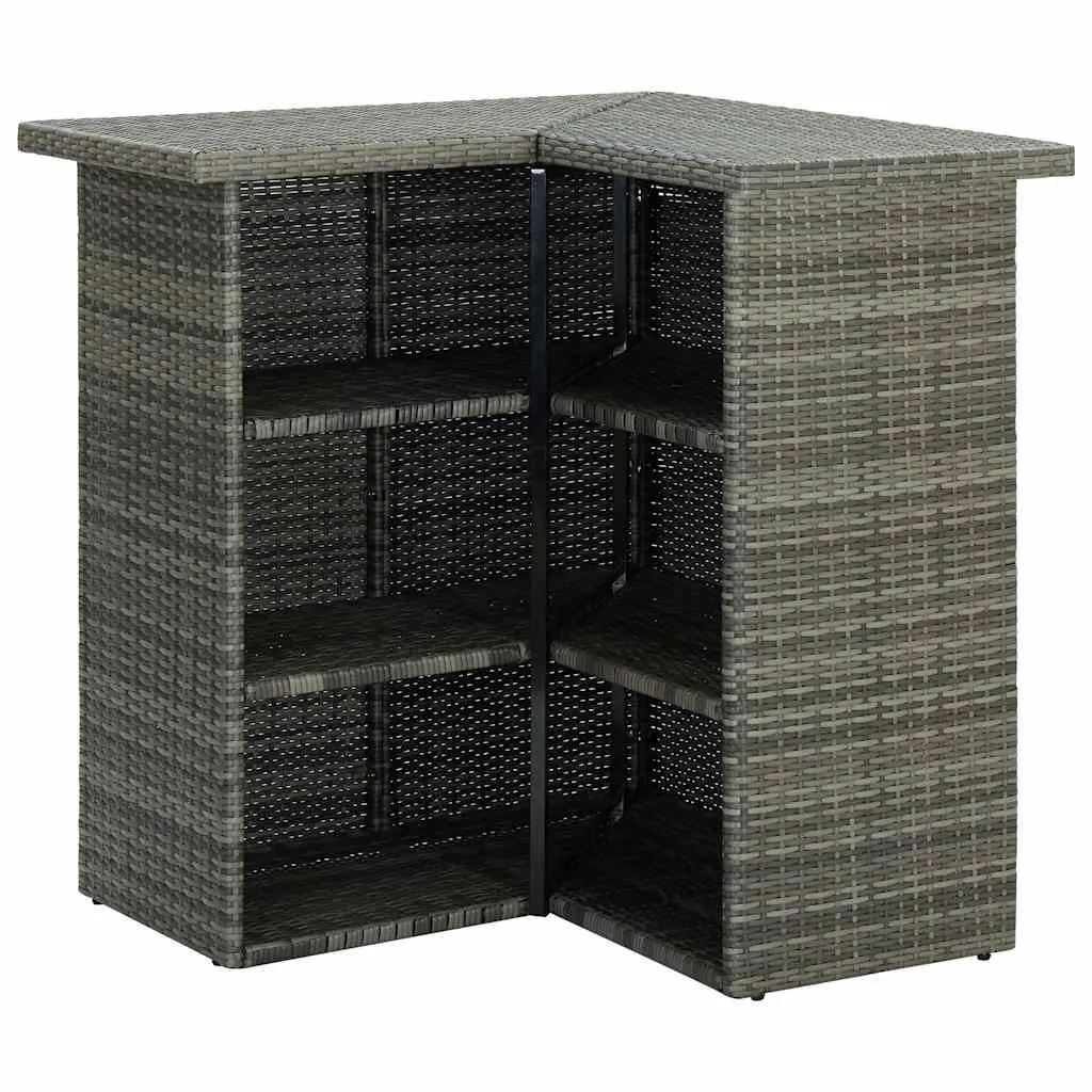 Garden Bar Set 4 Piece Grey Poly Rattan Patio Furniture with Seat Cushions