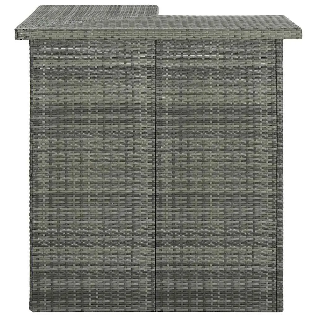 Garden Bar Set 4 Piece Grey Poly Rattan Patio Furniture with Seat Cushions