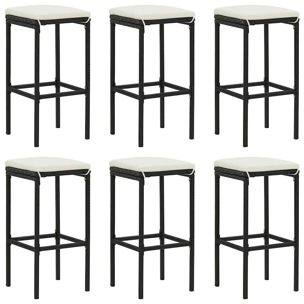 Garden Bar Set 8 Piece Outdoor Patio Furniture with Cushions Black Rattan