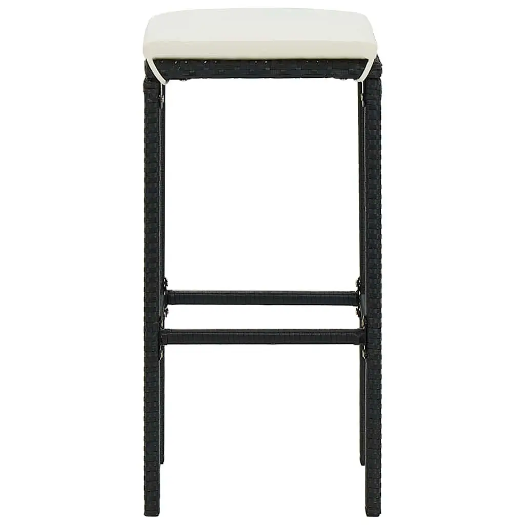 Garden Bar Set 8 Piece Outdoor Patio Furniture with Cushions Black Rattan