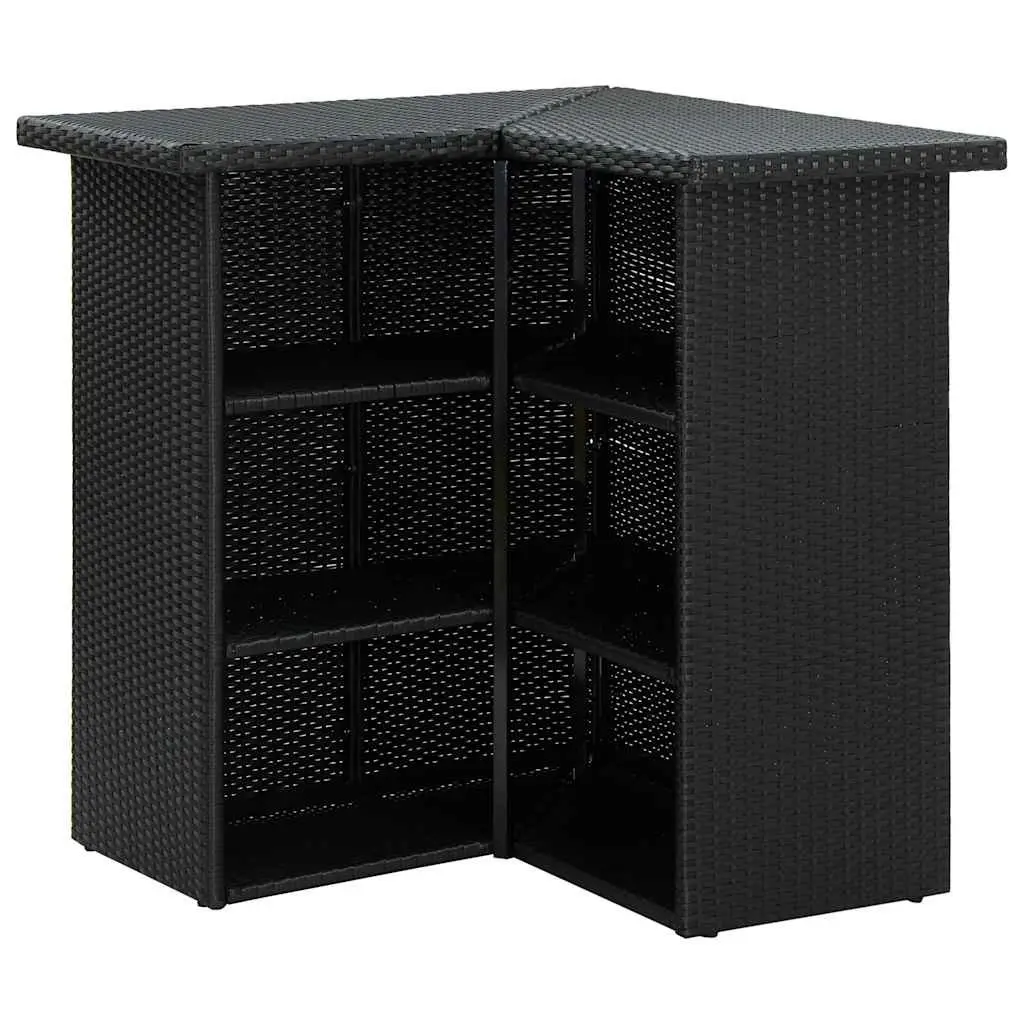 Garden Bar Set 8 Piece Outdoor Patio Furniture with Cushions Black Rattan