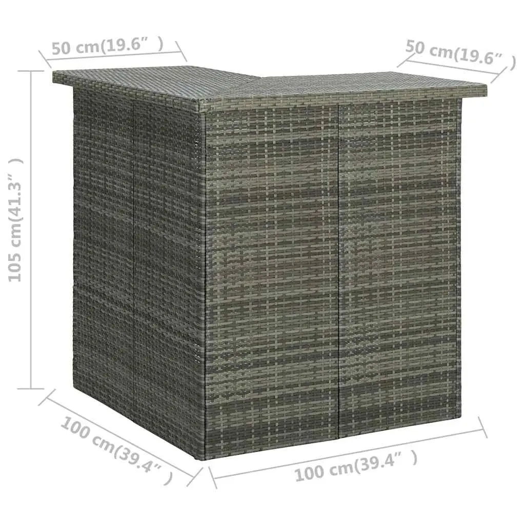 Garden Bar Set 8 Piece Outdoor Furniture Poly Rattan with Cushions Grey Patio