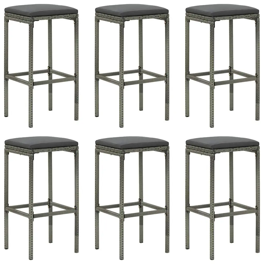 Garden Bar Set 8 Piece Outdoor Furniture Poly Rattan with Cushions Grey Patio