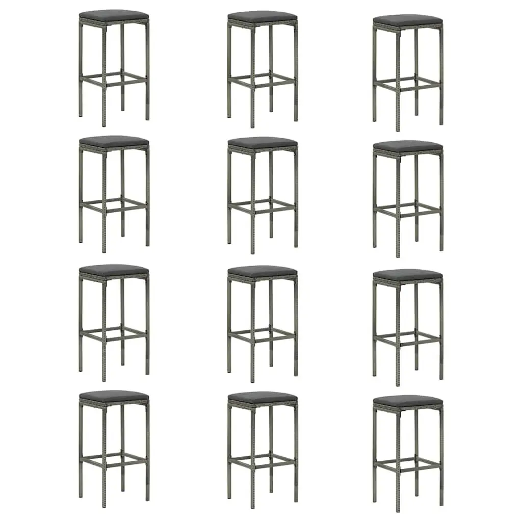 Garden Bar Set 16 Piece Outdoor Furniture Poly Rattan with Cushions Grey Patio
