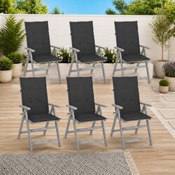 Outdoor Reclining Chairs Set 6 pcs Garden Armchairs with Cushions Acacia Wood