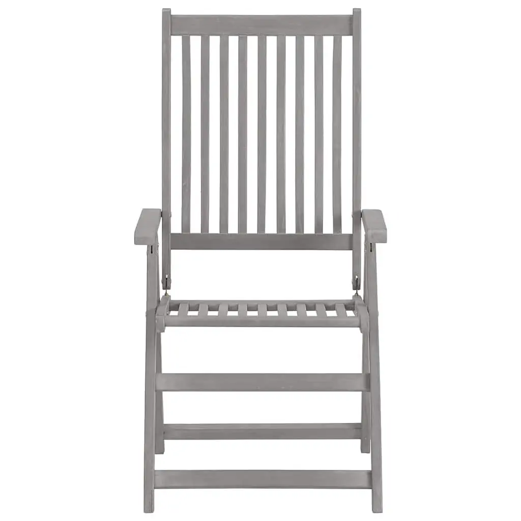 Outdoor Reclining Chairs Set 6 Piece Adjustable Backrest Acacia Wood Grey Wash