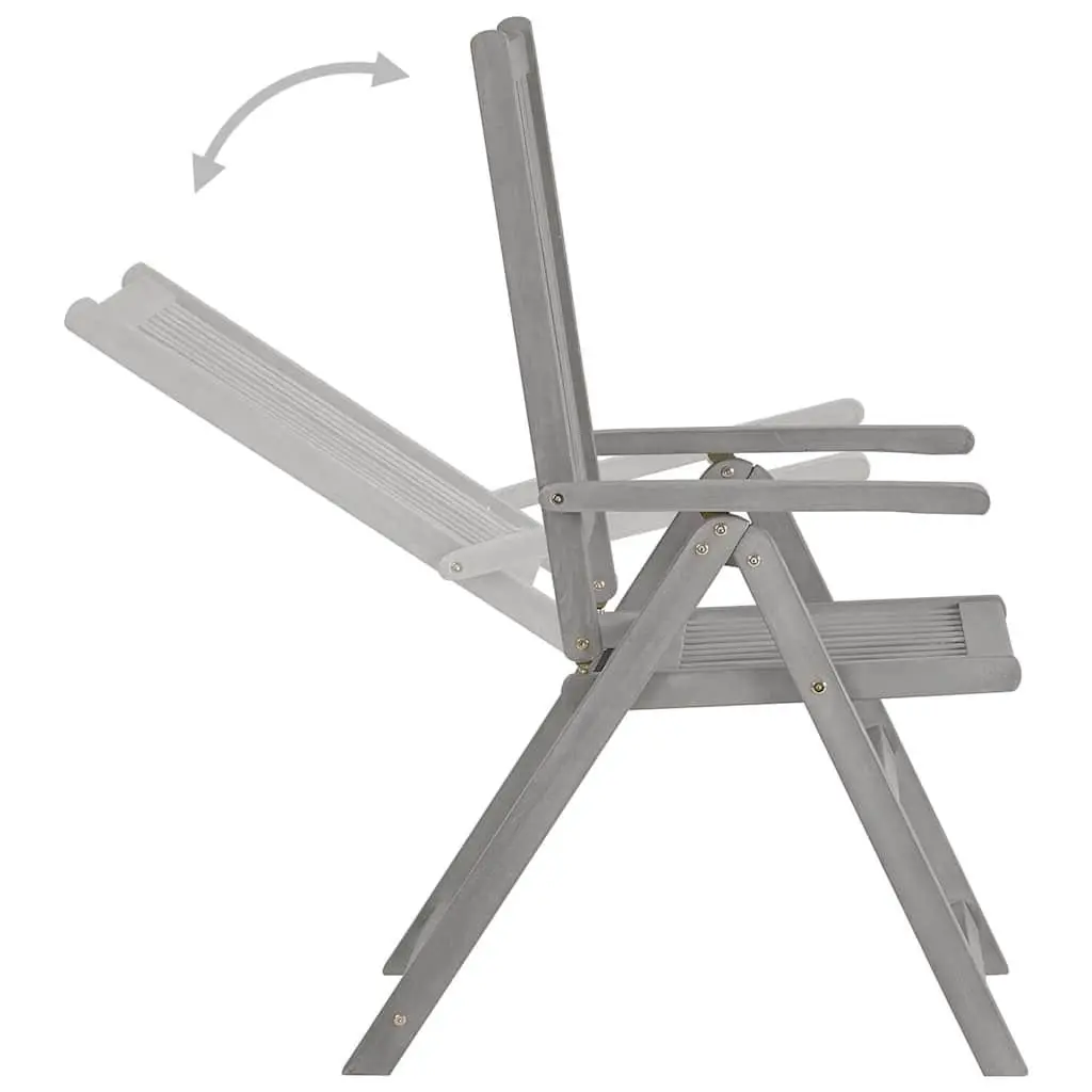 Outdoor Reclining Chairs Set 6 Piece Adjustable Backrest Acacia Wood Grey Wash
