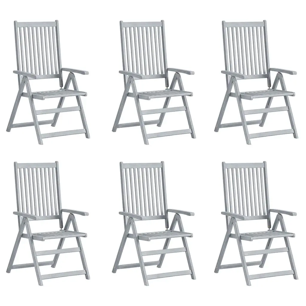 Outdoor Reclining Chairs Set 6 Piece Adjustable Backrest Acacia Wood with Cushions