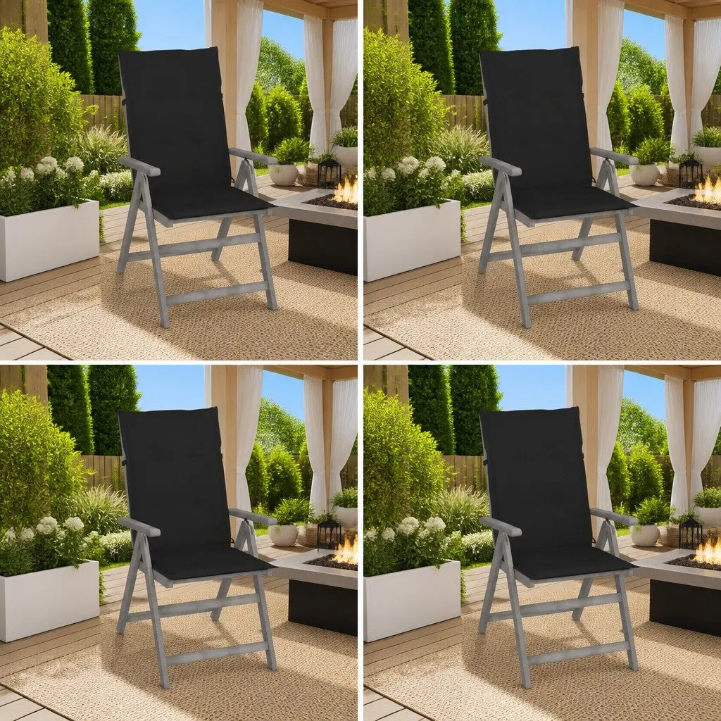 Outdoor Reclining Chairs Set 4 Piece Adjustable Backrest Solid Acacia Wood Grey Wash
