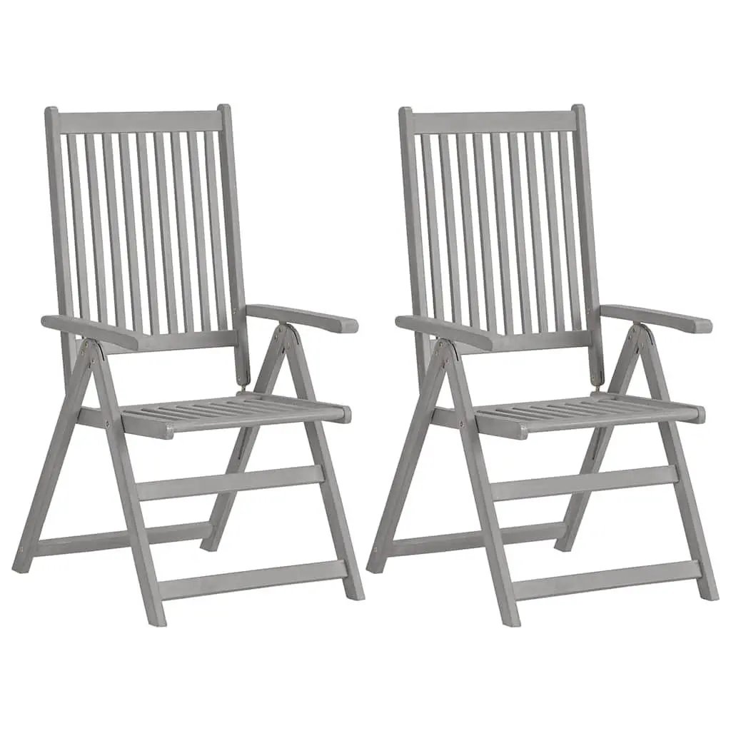 Outdoor Reclining Chairs Set 4 Piece Adjustable Backrest Solid Acacia Wood Grey Wash