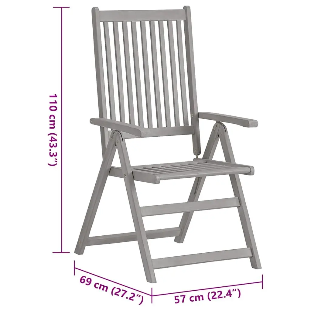Outdoor Reclining Chairs Set 4 Piece Adjustable Backrest Solid Acacia Wood Grey Wash