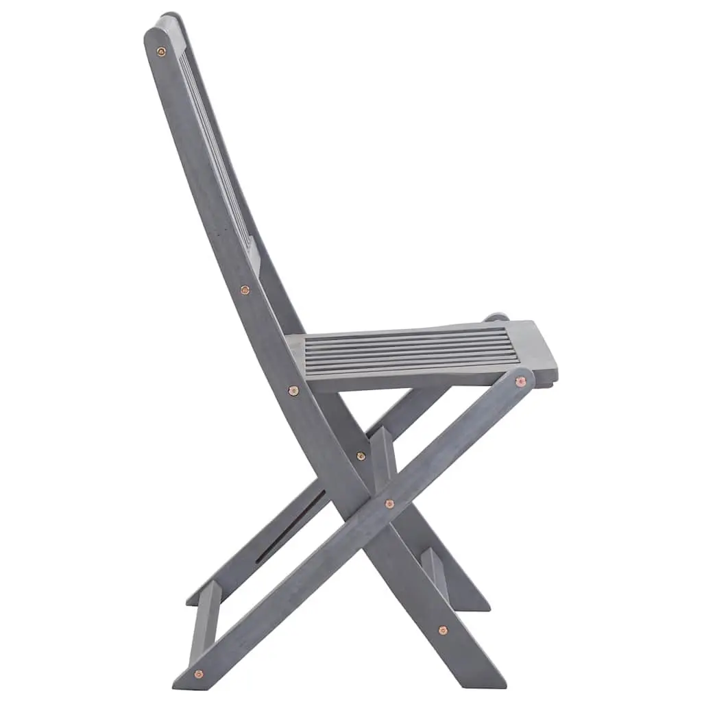 Folding Dining Chairs Set 6 Piece Outdoor Garden Patio Seating Grey Wooden